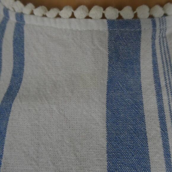 London Times Striped Sleeveless Drop Waist Ruffle Bottom Mini Knee Length Dress - Picture 5 of 11